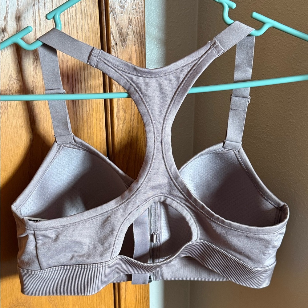 PINK Victoria's Secret Front-Zip Racerback Sports Bra - Taupe - Picture 2 of 2